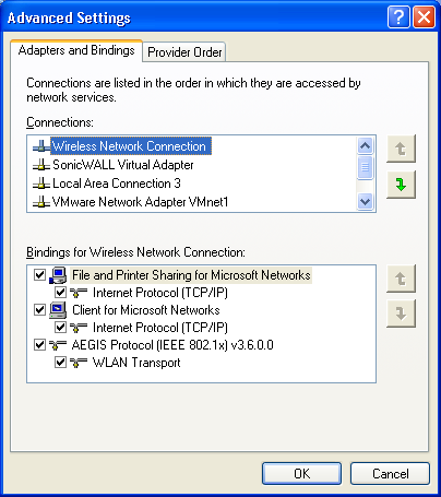 Advanced Network Properties Dialog (XP)