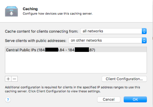 MacOS Server Caching Preferences MacOS Server Caching Preferences