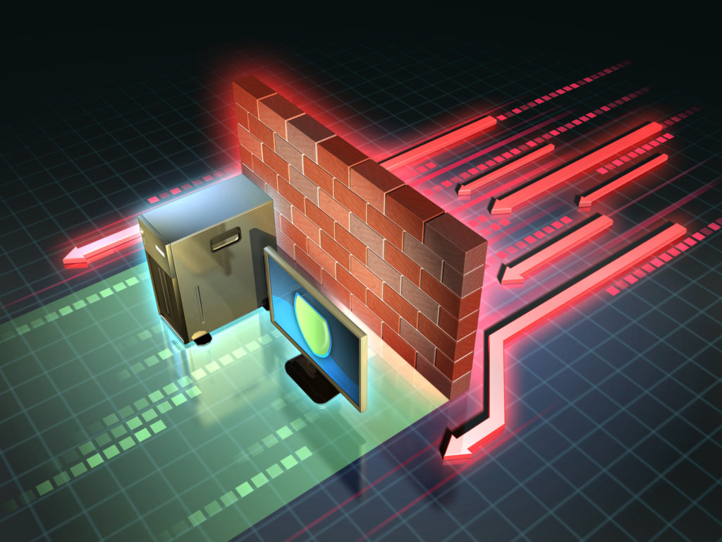 3D Illustrated representation of a firewall.
