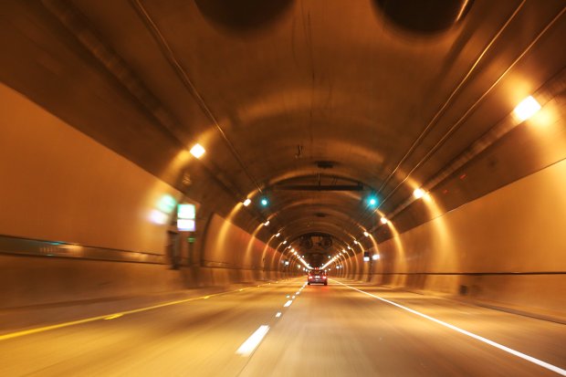 Single car in a tunnel